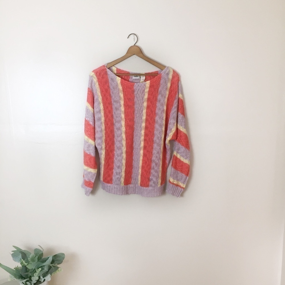 [Daytrip] Orange, Purple Yellow Striped Dolman Sleeve Knit Sweater